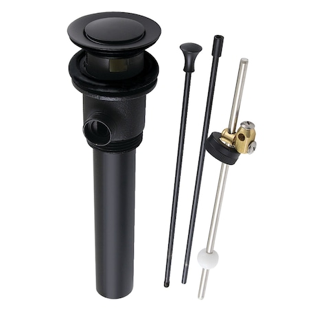 Kingston Brass Brass PopUp Drain with Overflow and Extra Long PopUp rod, 22 Gauge, Matte Black KBT2120